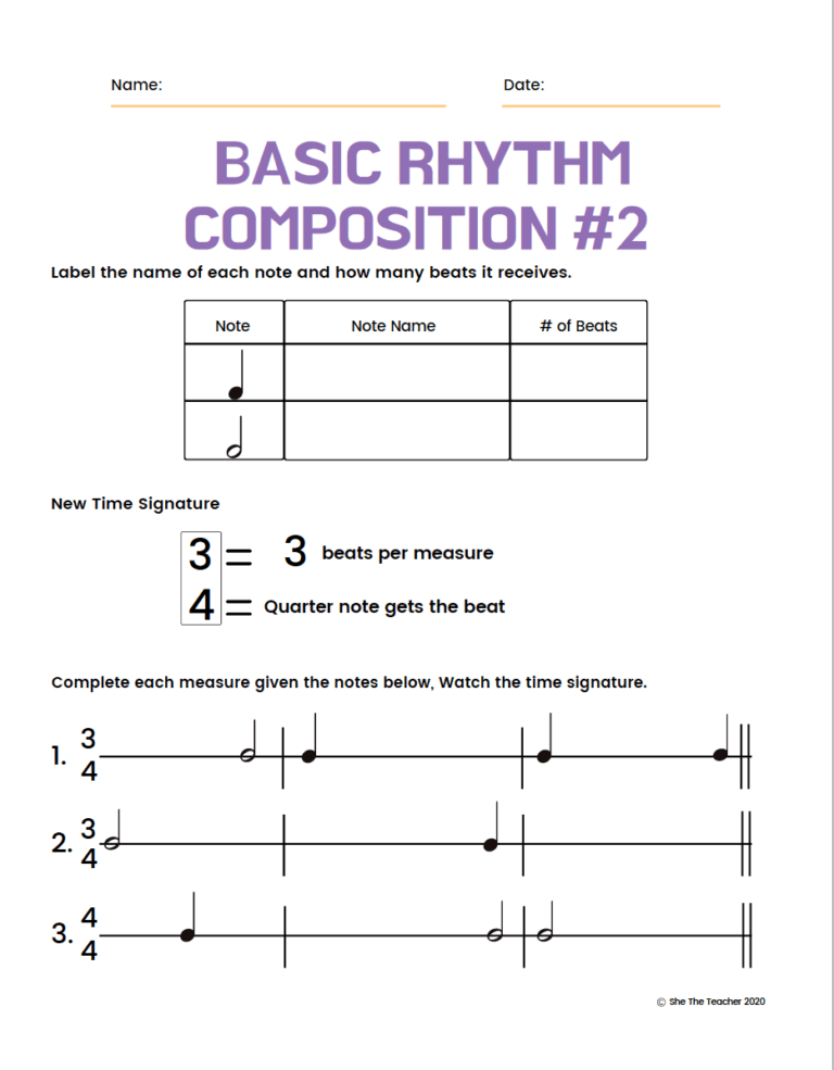 Music Theory Worksheets: 1 Great Method of Teaching Rhythm to Beginners ...